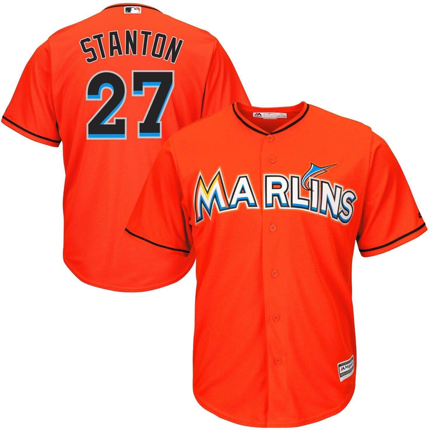 Men's Miami Marlins Customized Orange Majestic Athletic Cool Base Stitched Jersey